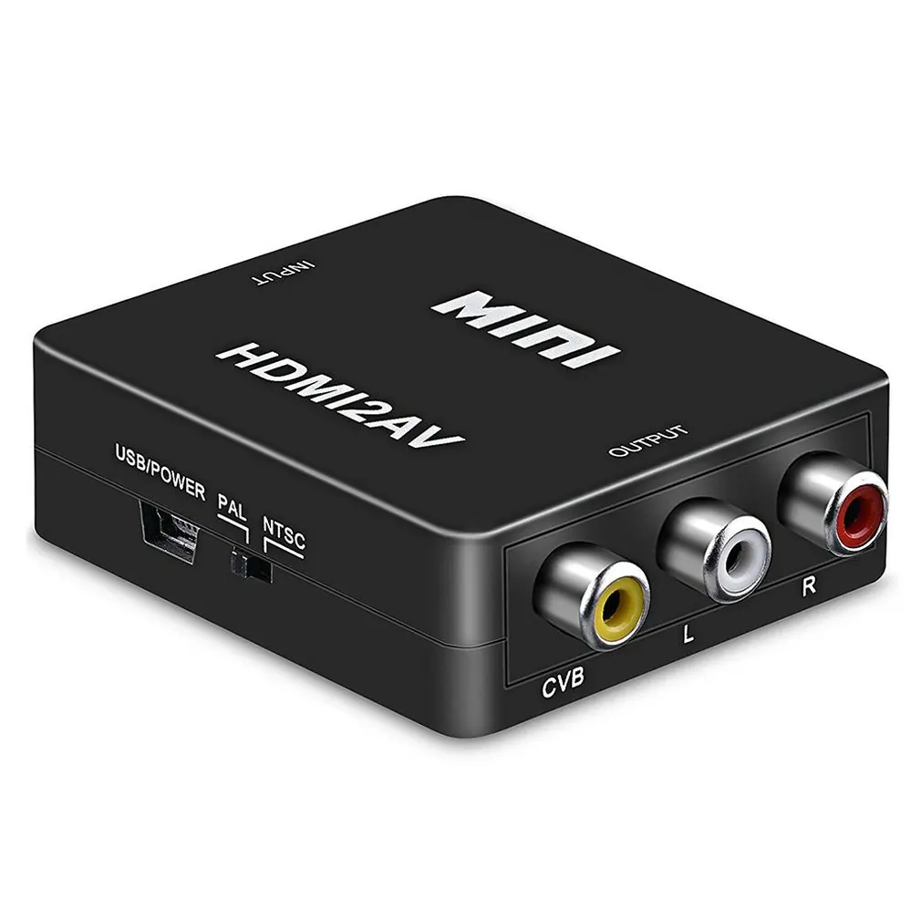 Mini HDMI to Composite CVBS RCA AV Video Converter Adapter 1080p With Cables Support NTSC PAL