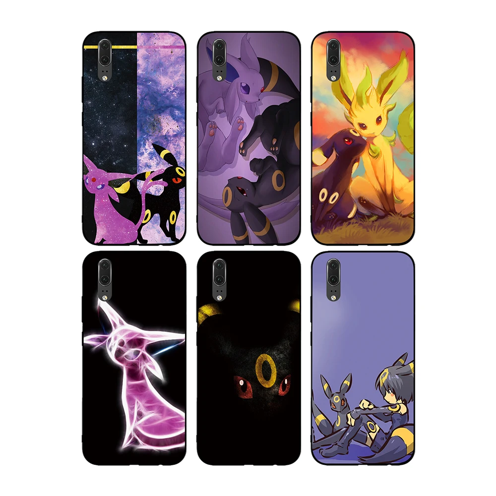 Розовый мягкий чехол love Umbreon и Espeon для Huawei Y6 Y7 Y9 Prime 2017 2018 2019 Nova 2i 3 4 3i Lite Mate 10 20 Pro |