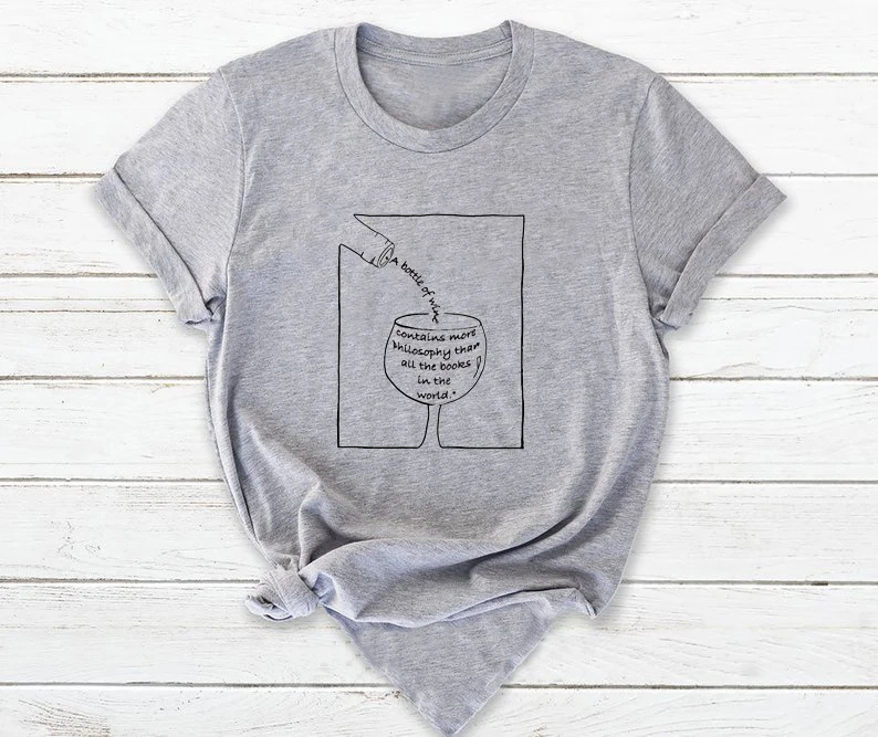 Бутылку вина содержит больше философии футболка camisetas хлопок эстетической в