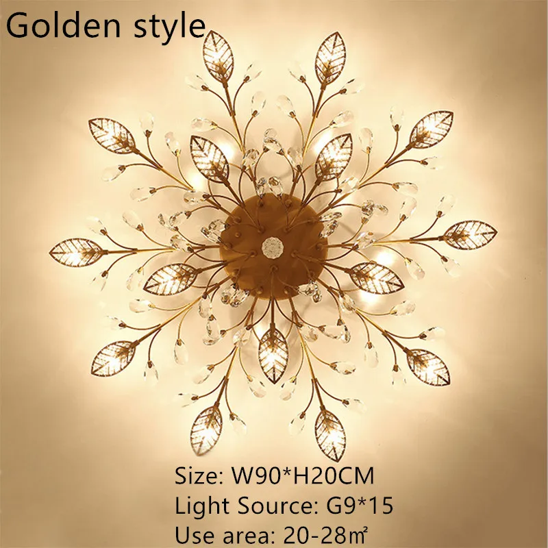 Gold 15 lights Современная кристальная лампа для потолка золотой черный светодиодный кристалл Потолочная люстра светильник для гостиной спальни Кухонные светильники - Цвет корпуса: Gold 15 lights