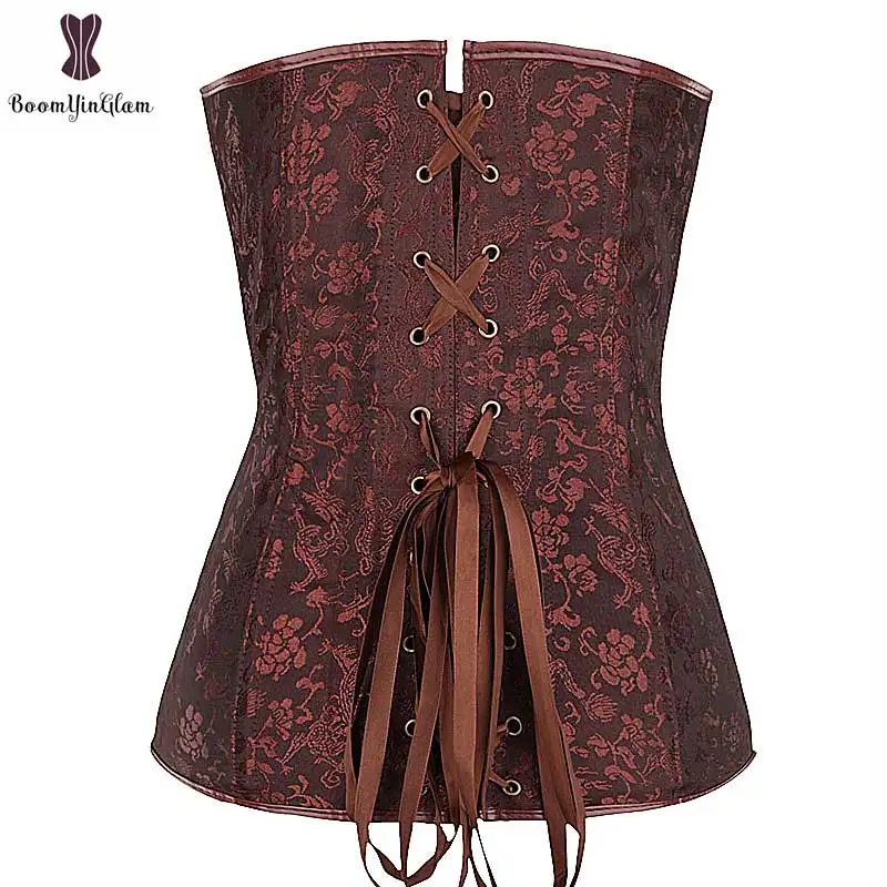 Simple Steampunk Corset Overbust Rivet Bra Bustier Punk Plus Size Corselet Floral Belt Korset Gothic Zipple Waist Slim Cincher |