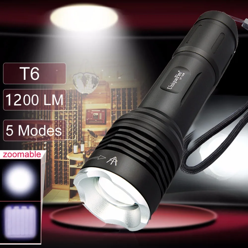 UniqueFire фонарик для подводной охоты UF 1506 Cree T6 Перезаряжаемый светодиодный 5 режимов