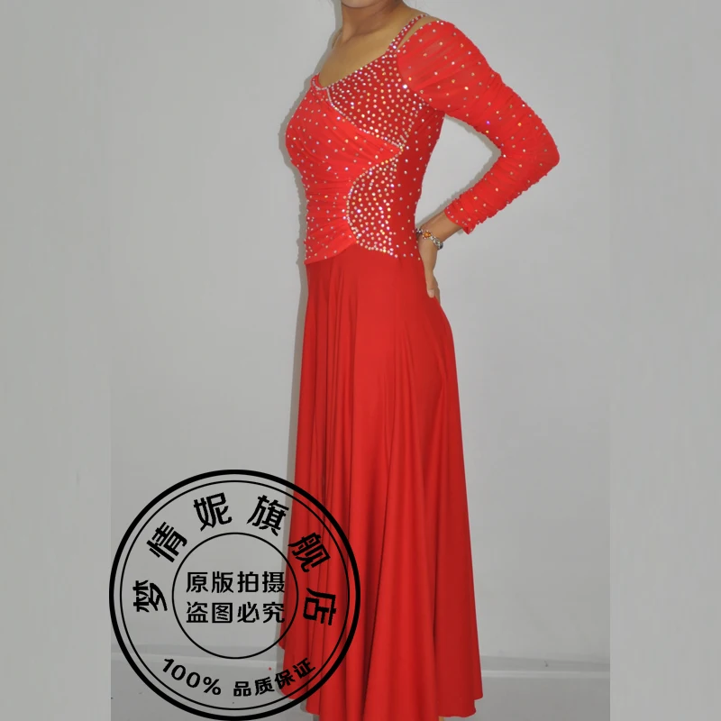 

Lady National Standard Dance Dress Modern Dance Dress Social Dance Suit Diamond Decorate Ballroom Tango Flamenco Waltz D-0393
