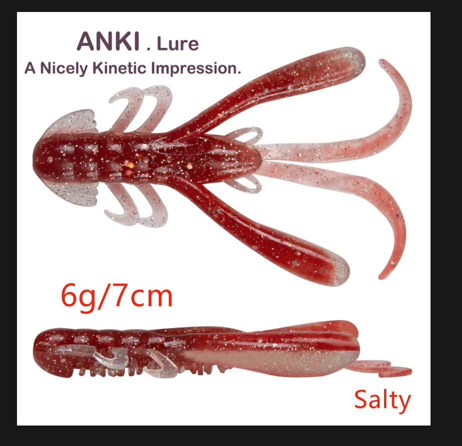 ANKI рыболовная приманка craw 6 шт./7 см/6 г с солевым ароматом двойной цвет Прямая