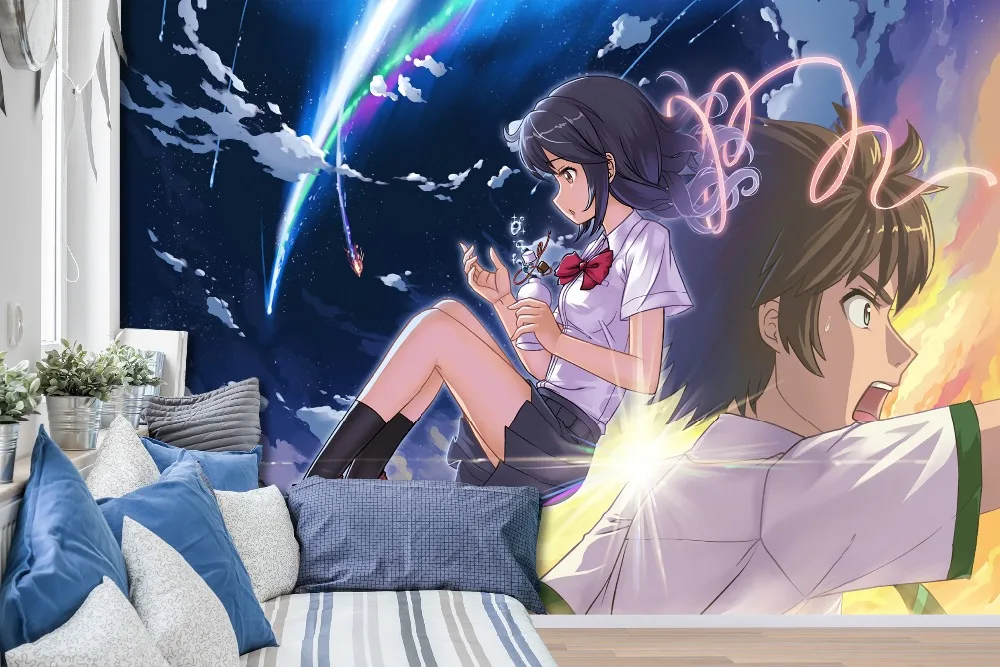 

[Self-Adhesive] 3D Your Name Cartoon 42 Japan Anime Wall Paper mural Wall Print Decal Wall Murals