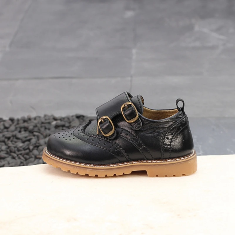 

Snoffy Genuine Leather Children Casual Shoes Brogue British Girls Boys Leather Shoes Bullock Spring Kids Flat School Shoes TX389
