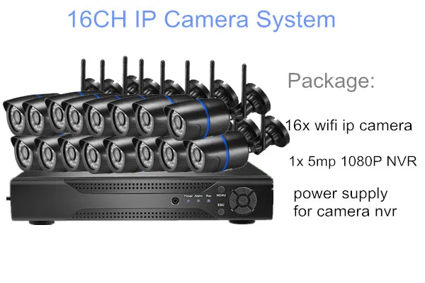 16ch Беспроводная cctv ip камера, система безопасности, комплект 1080P 8ch 4ch, видео наблюдение, открытый 5MP nvr, Домашняя безопасность, wifi камера, набор - Цвет: 16PCS CAMERA SYSTEM