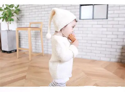 Зимняя детская Шапка-бини теплая Милая вязаная шапка для мальчиков и девочек