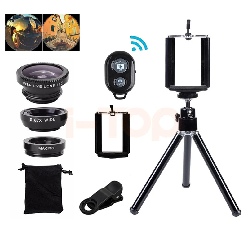 2017 7in1 Camera Lenses Kit With Clips Mini Tripod Wide Angle Macro Fish eye Lens For iphone 4 4s 5 5s 5c SE 6 6s 7 8 Cell Phone|lens for iphone|fish