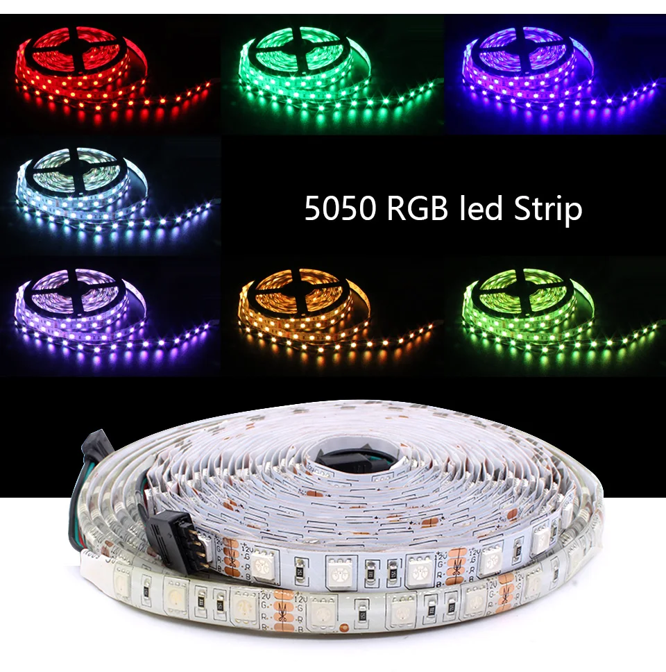 Горячая Распродажа 5 м 300 светодиодов Водонепроницаемый цветная(RGB) Светодиодная лента с usb-питанием 3528 5050 DC12V 60 светодиодов/M Fiexble свет лента-тесьма со светодиодами домашняя декорационная лампа