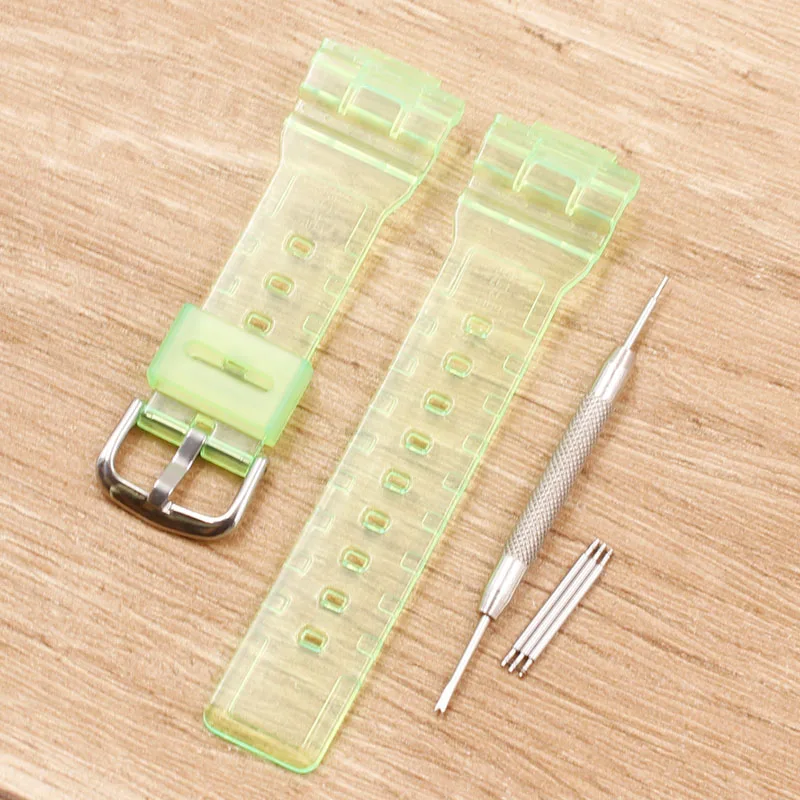 green Аксессуары для часов Casio baby-g прозрачный ремешок BA-110/111/112/BGA-130 полимерный женский ремешок - Цвет ремешка: green