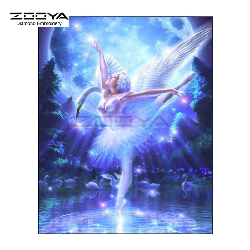 ZOOYA Алмазная вышивка сделай сам алмазная живопись девушка Ангел танцующий Лебедь