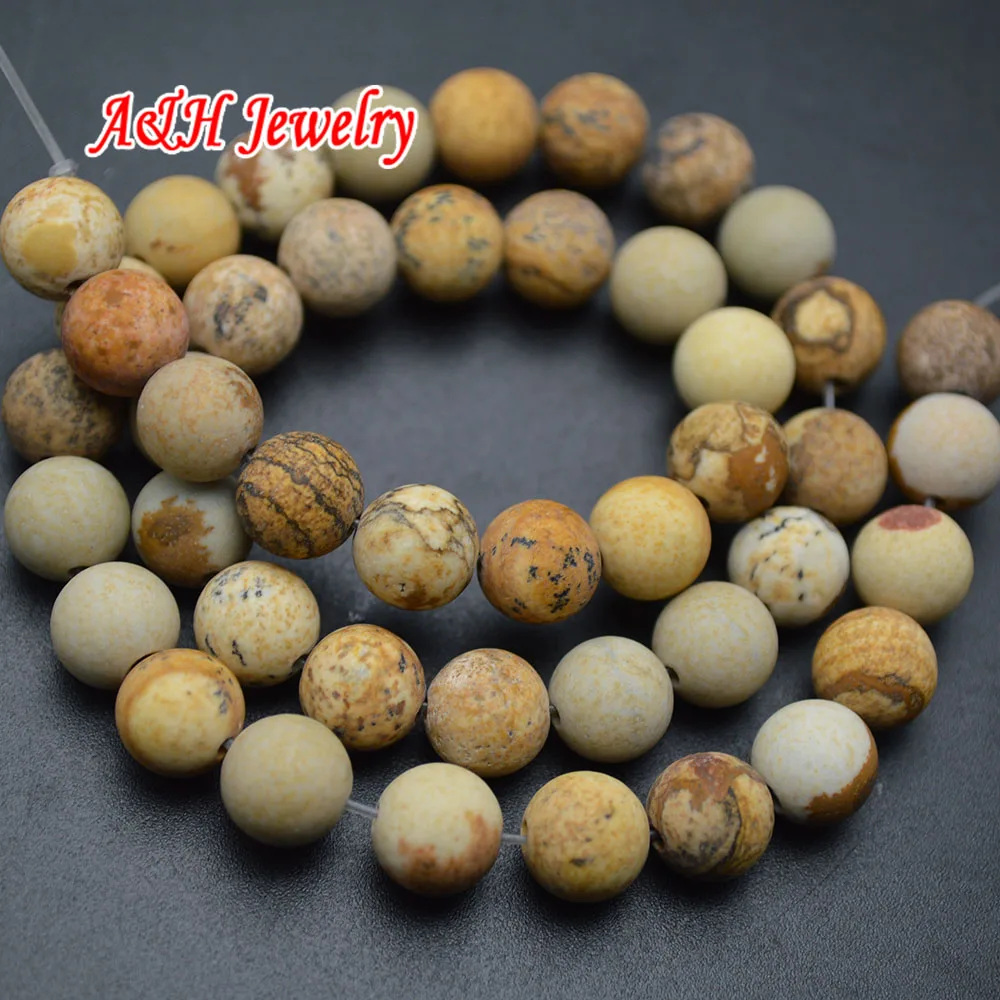

Natural Landscape Stone 8~10mm Matte Surface Strand Loose Round Beads For Jewelry Making Materials 5pc/lot
