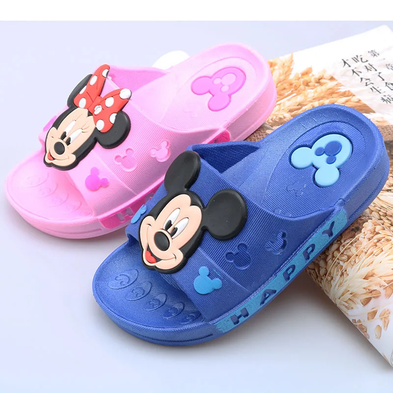 Детские тапочки и Disney с Микки Маусом для мальчиков девочек летние Нескользящие