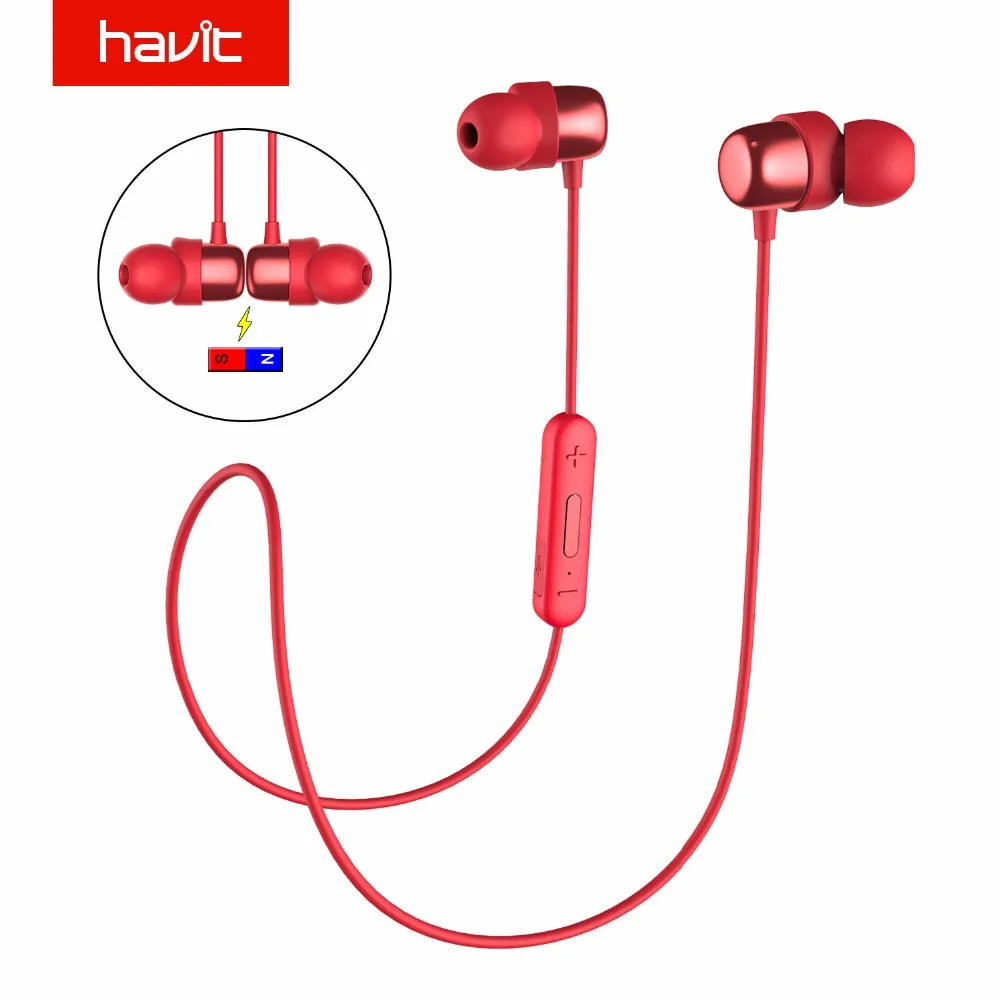 HAVIT Bluetooth наушники спортивные IPX5 водонепроницаемые V4.2 магнитные с микрофоном 10