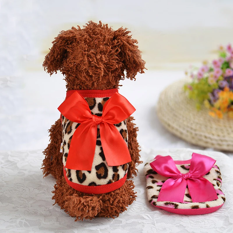 Лучший Леопардовый ПЭТ Жилет одежда для собак домашних животных чашка собака