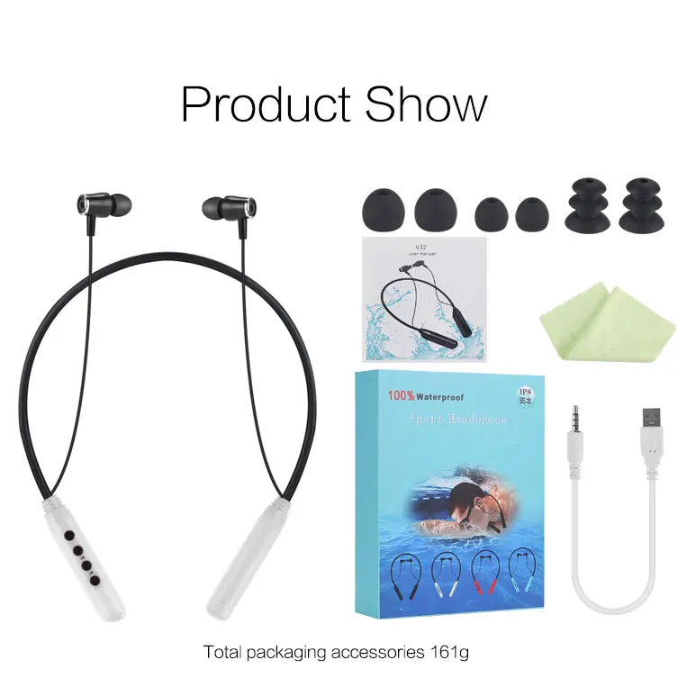 White and BOX IPX8 водонепроницаемый Mp3 плеер Aptx 8 Гб 16 Гб Спортивная Bluetooth гарнитура Музыкальный плеер Walkman Дайвинг наушник для плавания наушники - Цвет: White and BOX