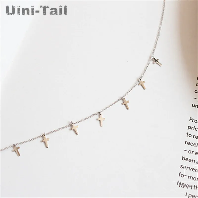 Короткое ожерелье Uini Tail из стерлингового серебра 925 пробы с крестом простой