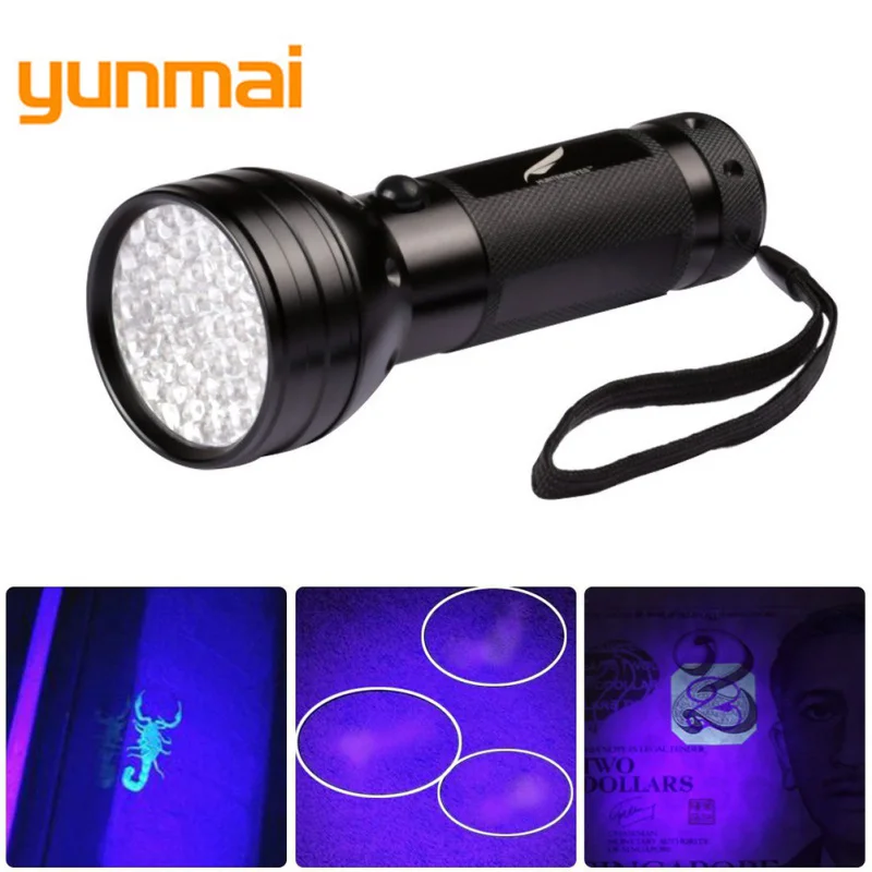 Yunmai 51 светодиодный ультрафиолетовый фонарик свет УФ лампа Blacklight AA Батарея для