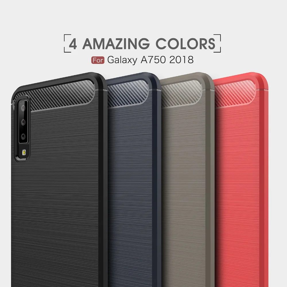 Чехол для Samsung A7 2018 Роскошный чехол из углеродного волокна телефона Galaxy GalaxyA7 A 7 с