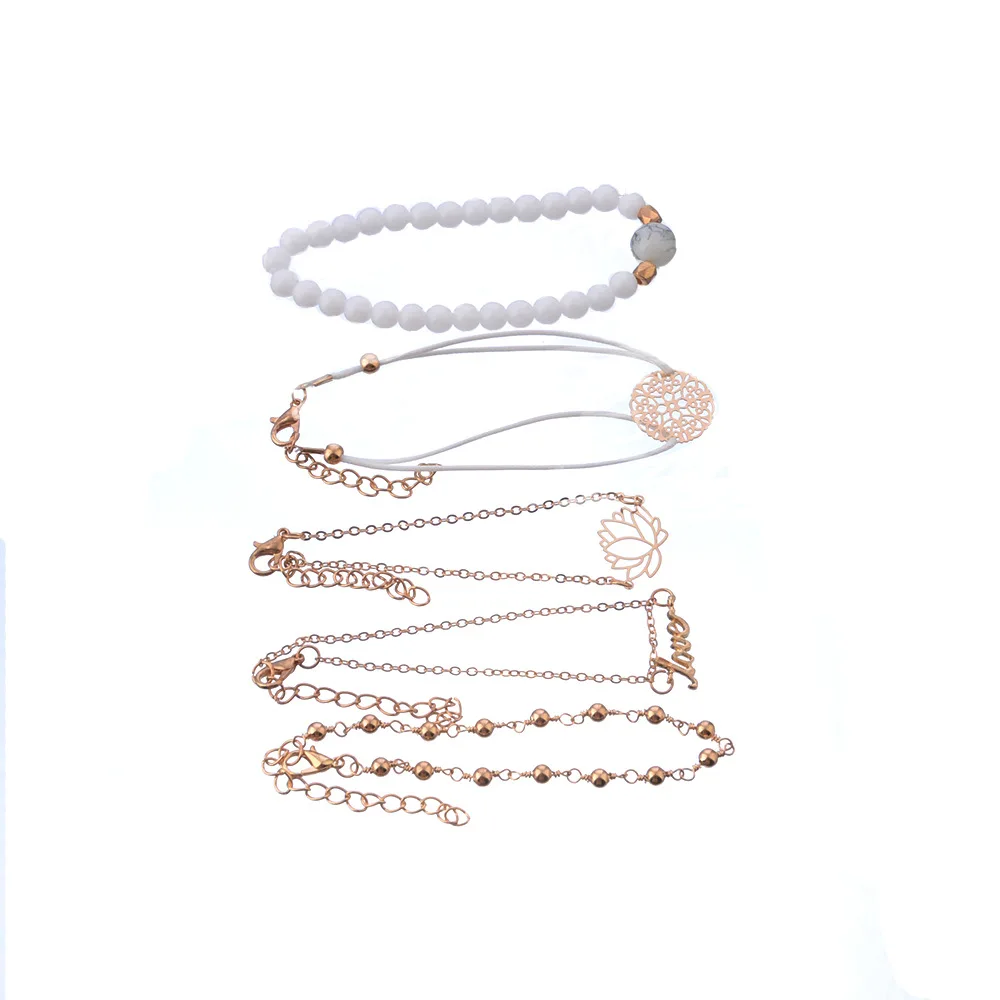 5 шт./компл. полый узор цветок лотоса любовь буквы браслеты из бисера многослойный