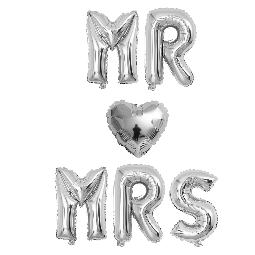 6 шт 16 дюймов цвета розового золота с буквенным принтом воздушных шаров MR MRS