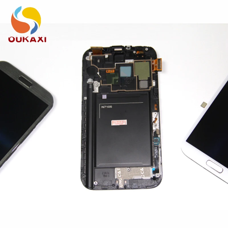 ЖК-дисплей для Samsung Galaxy Note 2 Note2 N7100 N7105 ЖК-сенсорный дигитайзер экран сборка рамка
