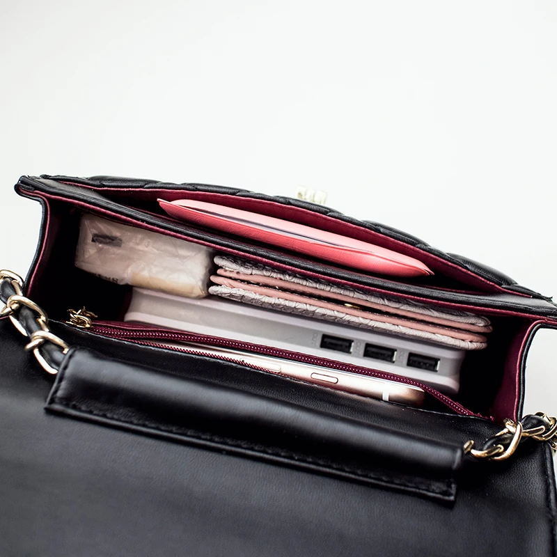 2019 chain bags black women shoulder female purse crossbody plaid handbag quilted sac a main femme leather handbags | Багаж и сумки