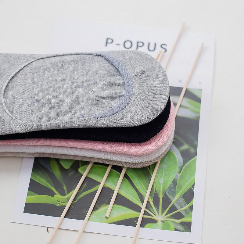 5 пар летние невидимые Нескользящие женские носки лодочки хлопок с рисунком