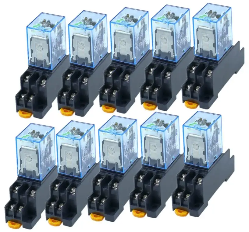 10 шт. MY2P HH52P MY2NJ 12 V 24 V DC/110 V 220 V AC катушка общего назначения DPDT микро мини-реле с многоконтактной штепсельной вилкой