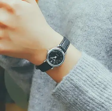 All Black Новые модные стильные женские винтажные часы с кожаным ремешком, женские наручные часы с маленьким циферблатом, 4 цвета, черный, коричневый - Цвет: All Black