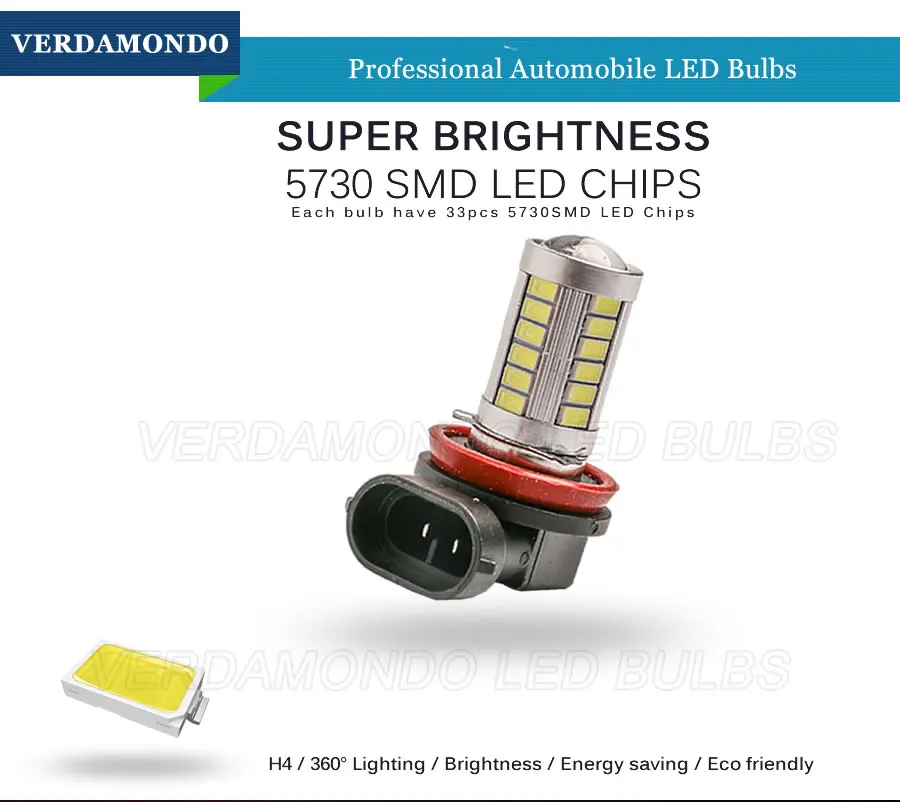 Высококачественный автомобильный Стайлинг H8 PGJ19-1 H11 PGJ19-2 33 SMD 5730 светодиодный светильник s противотуманная фара ходовой светильник s головной светильник s светильник лампы