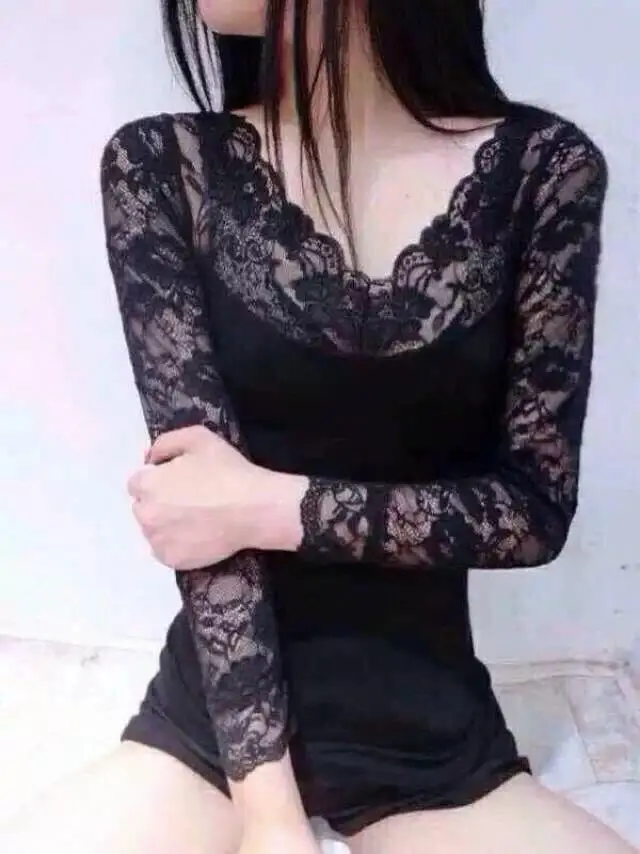 Кружево v образным вырезом термобелье рукава кусок бесшовных рубашка женская