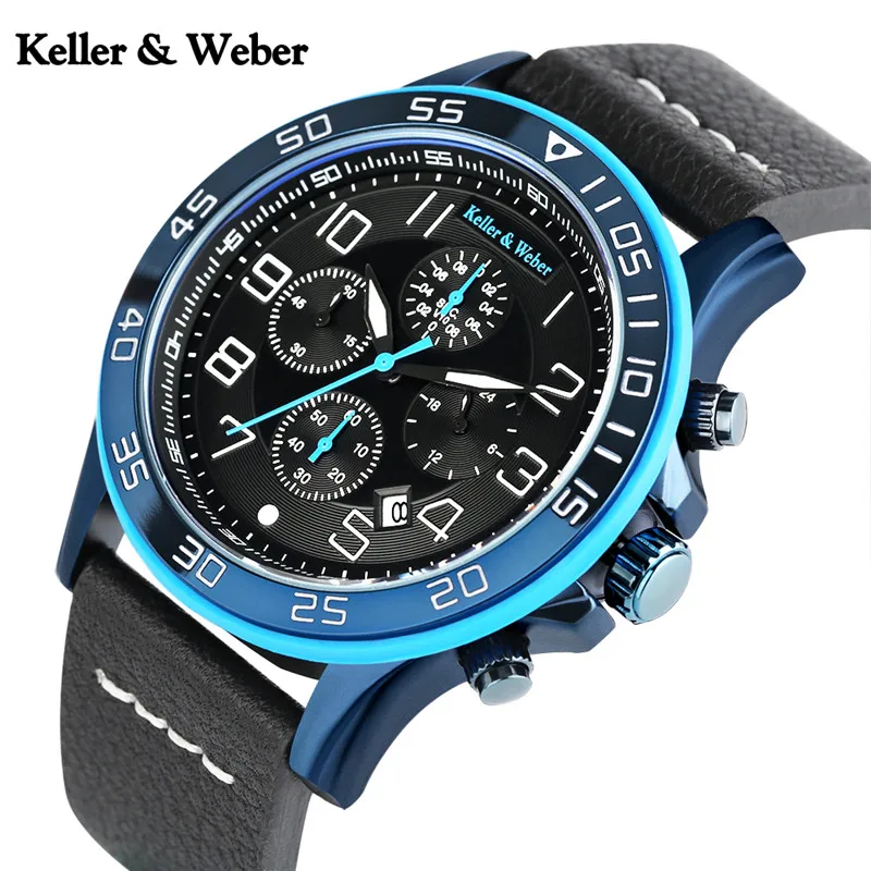 Keller & Weber мужские наручные часы модные кварцевые с хронографом спортивные