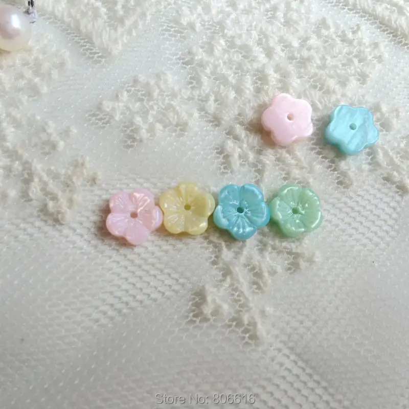 

( High Quality ) 8MM 40Pcs Mix Colors Natural Pearl Sea Shell Flower Charms Jewelry Beads