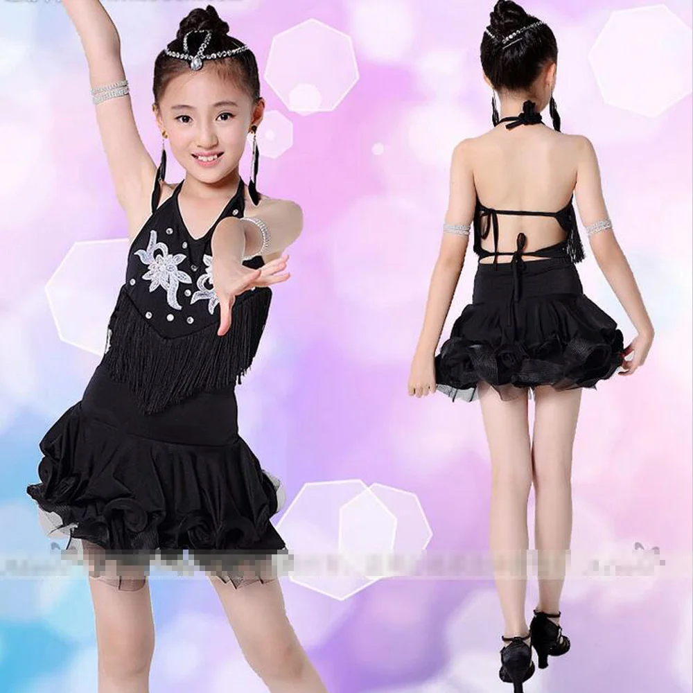 Для женщин Обувь для девочек черный Костюмы латиноамериканских танцев с