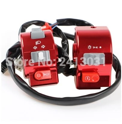 Red CNC 7/" 22 мм Электрический мотоцикл Скутер Руль управления светильник рупорный переключатель универсальный для Yamaha RSZ/SMAX/BWS 125 - Цвет: Red