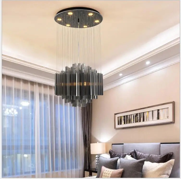 Черная постмодернизированная хрустальная люстра светильник для ресторана