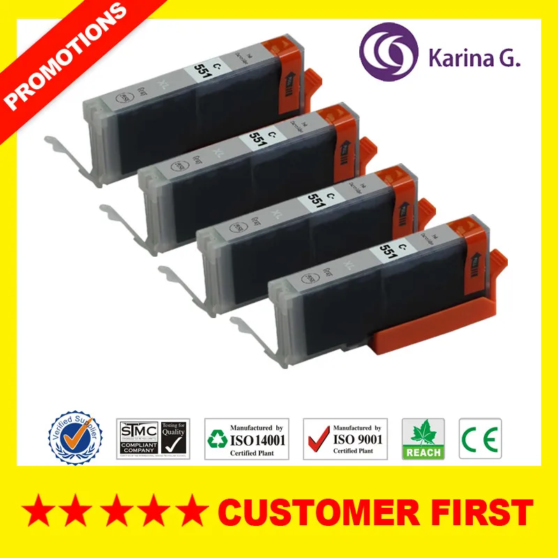 4 x CLI551 Grey Совместимость для PGI 550 PGI-550 CLI-551 PGI550 CLI551 чернильный картридж для принтера Canon принтерам PIXMA MG6350 7150 7550 IP8750 и т. д - Цвет: 4 x CLI551 Grey