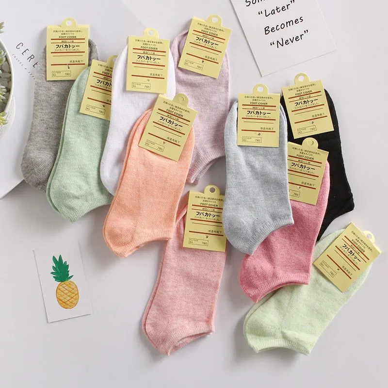 

New Summer Women Socks, Casual Cute Solid Cotton Sock, Candy Color Fashion Ankle Boat Low Cut Short Socks