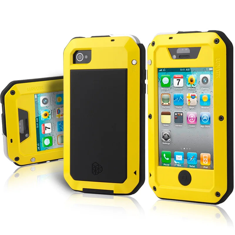 Luxury Doom armor Dirt Shock Waterproof Metal Aluminum Gorilla Cover Case For Apple iPhone Models 4 4s + Tempered glass |