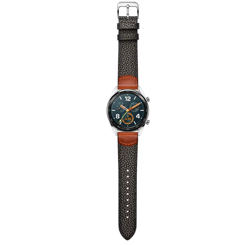 Кожаный ремешок для huawei watch GT GT2 ремешок 22 мм ширина мягкие черные ремешки с пряжками для honor magic/galaxy watch 46 мм ремень