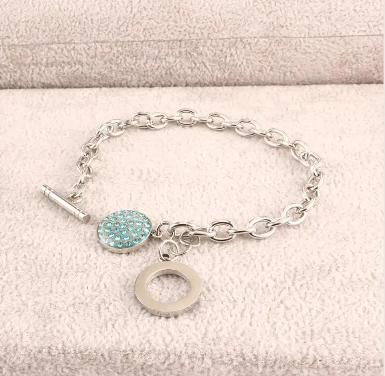 silver and blue JOVO, четыре цвета, кубический цирконий, очаровательные браслеты для женщин, золотой цвет, браслеты из нержавеющей стали, браслеты, свадебный подарок - Окраска металла: silver and blue