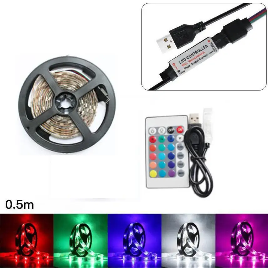 MUQGEW 5V 5050 Светодиодная лента 50 200 см USB для телевизора Лампа задней панели 5050RGB