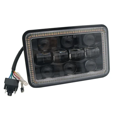 1pcs Black Marlaa 4X6 дюймов светодиодный головной светильник квадратный светильник Белый Halo DRL Янтарный поворотник герметичный Высокий/Низкий Луч Для Chevrolet Ford Trucks Dodge - Цвет: 1pcs Black