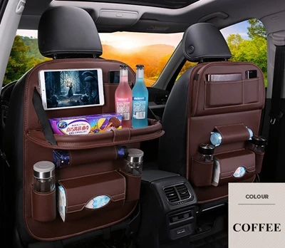 Coffee Сумка на спинку сиденья автомобиля, складной стол, органайзер, коврик, стул для напитков, карман для хранения, коробка для путешествий, аксессуары для автомобиля - Название цвета: Coffee
