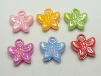 100 mixed color plastic butterfly charms pendants 15x15mm