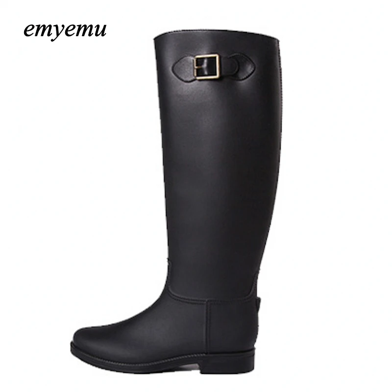 Знаменитые водонепроницаемые резиновые женские сапоги новые модные черные до