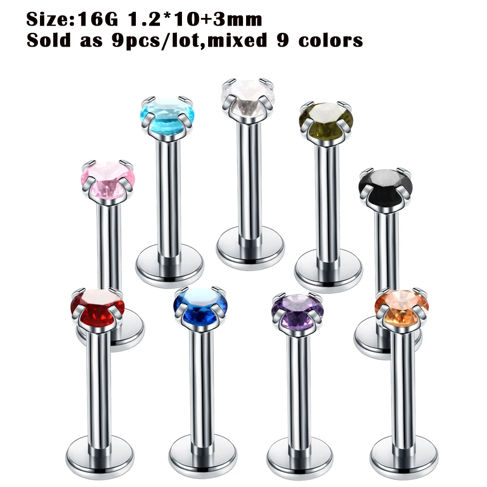 9pcs/lot Steel Nose Rings Ear Helix Piercings Eyebrow Ring Piercing Ombligo Labret Tragus Lobe Conch Earring | Украшения и