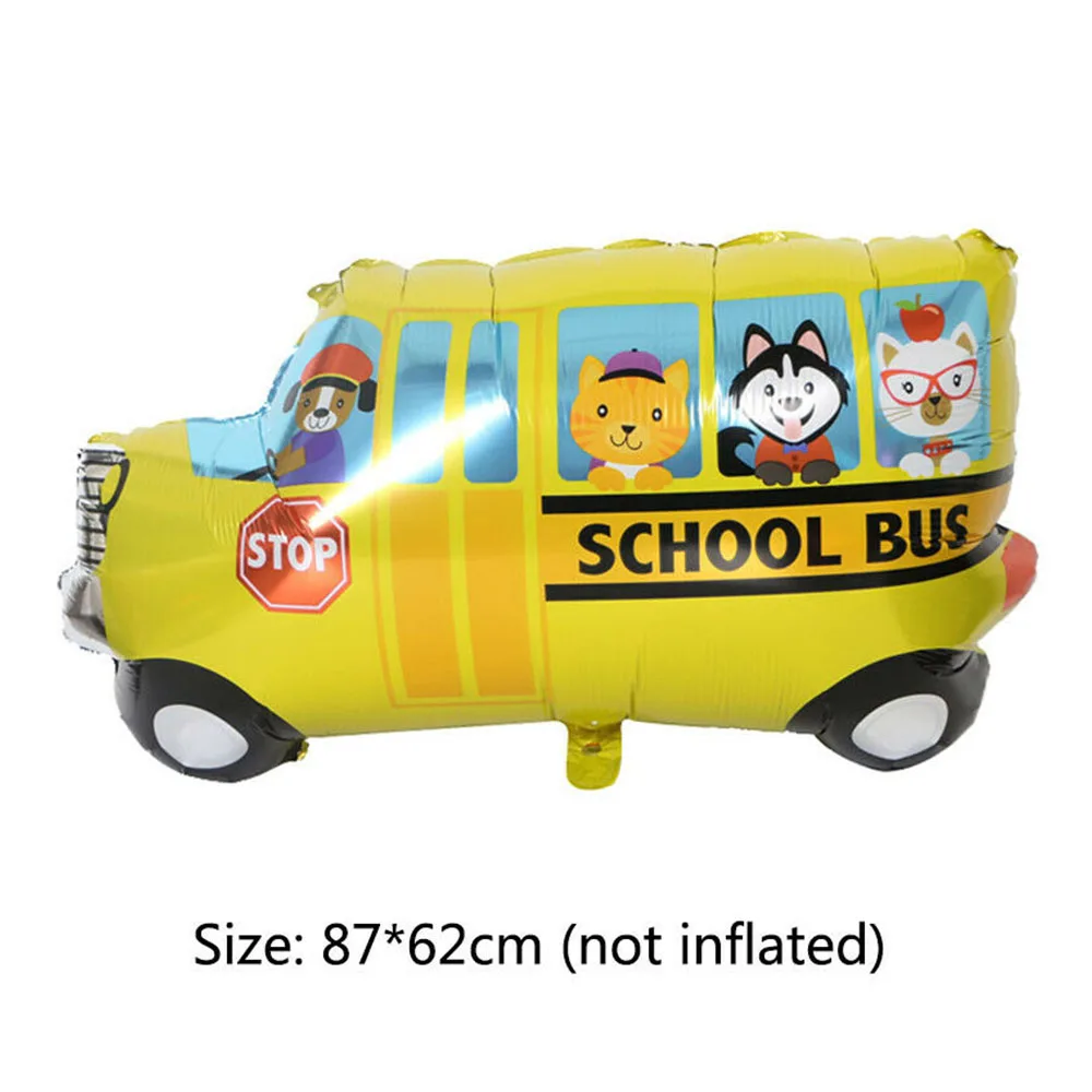 School Bus 1 шт., воздушный шар из фольги для автомобиля, танк, поезд, полицейский школьный автобус, скорая помощь, гелиевые шары, детский душ, декор для вечеринки на день рождения, подарок для мальчиков и девочек - Цвет: School Bus